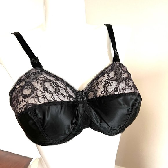 Vintage 70's-80's Edith Lances Minimizing Hand Sewn Bra Style 453 Black - Picture 7 of 16